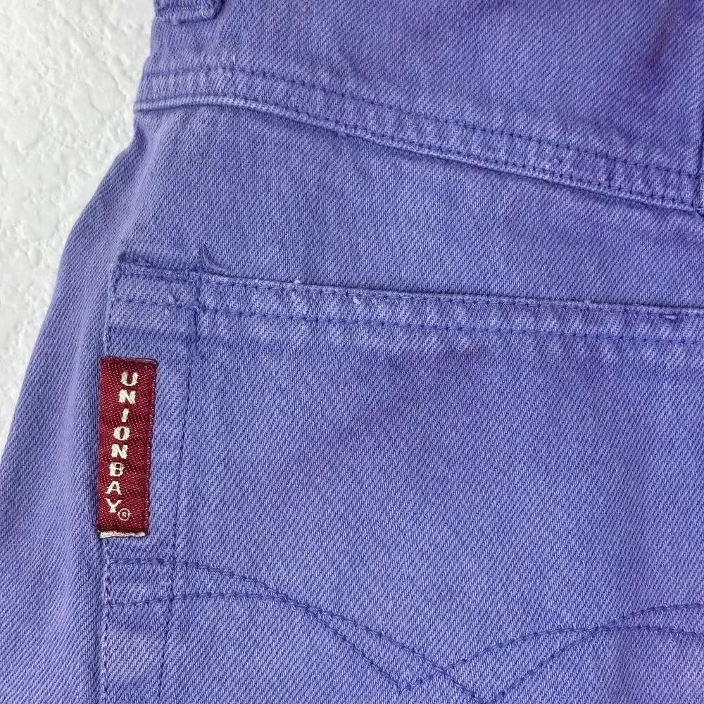 Vintage Unionbay Womens Long Shorts 9/10 24 Purple Denim 90s Bermuda Jorts Baggy